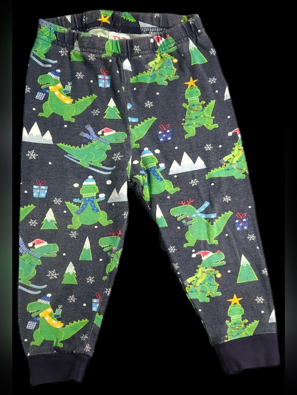 #IC24 The Children's Place Green Dinosaur Holiday Pajama Pants - Kids